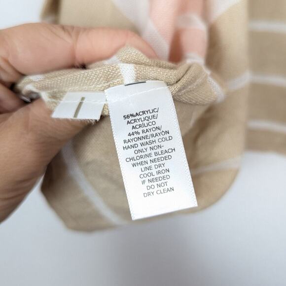 LOFT Pink Yellow Stripe Open Front Lightweight Kimono Cardigan - Picture 6 of 7